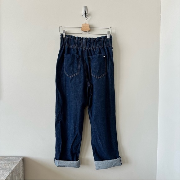 Nwot-zara-high Rise PaperBag Slouchy Pleated Rolled Hem Jeans (Size:6US) - Picture 3 of 10